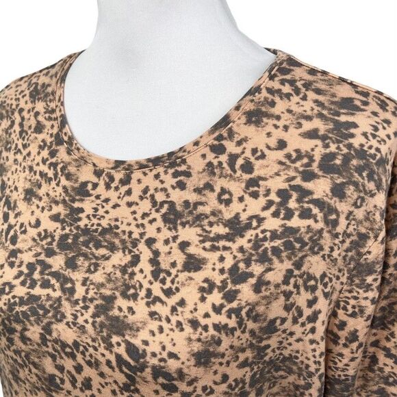 Nine West Blouse Knit Top Plus XXL Animal Print Multicolored Short Sleeves Shirt - Picture 4 of 9